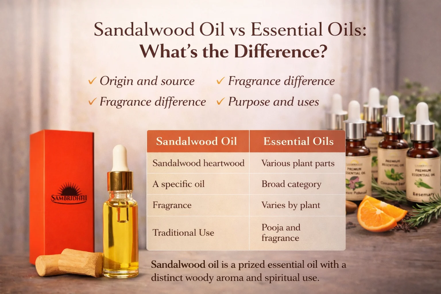 Sandalwood Oil vs Essential Oils